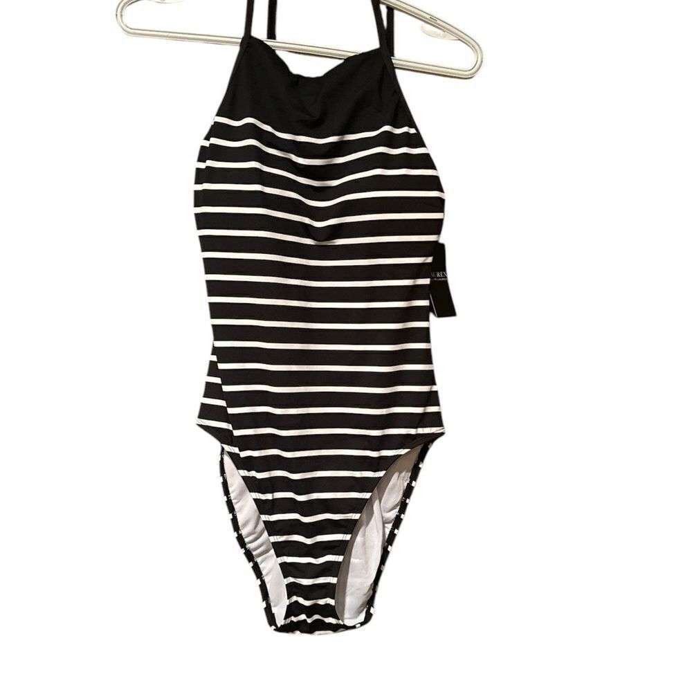 Lauren Ralph Lauren Halter Top Striped Swimsuit Size 6 Nwt